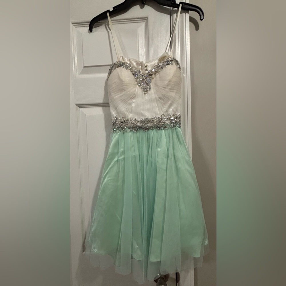 Elegant Mint and Off White Dress